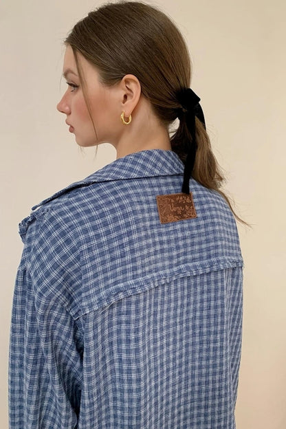 Contrast Fake Two-Piece loose Shirt