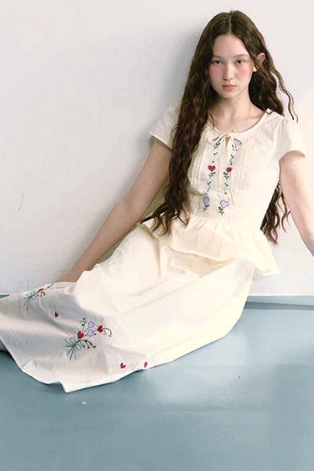 Colorful Embroidered Double-Layer Dress