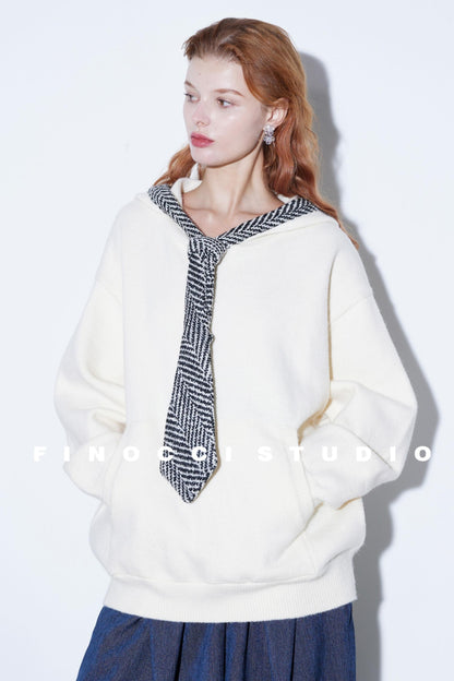 Herringbone Hooded Winter Top