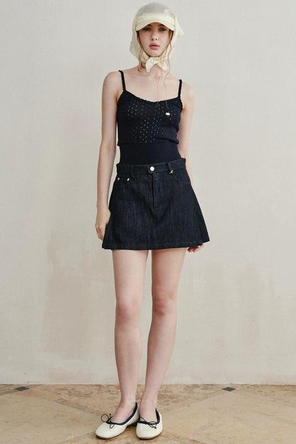 Retro Denim A-Line Skirt