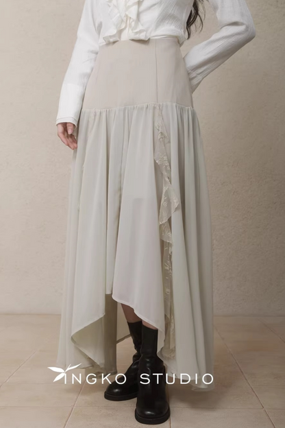 Irregular Hemp Patchwork Skirt