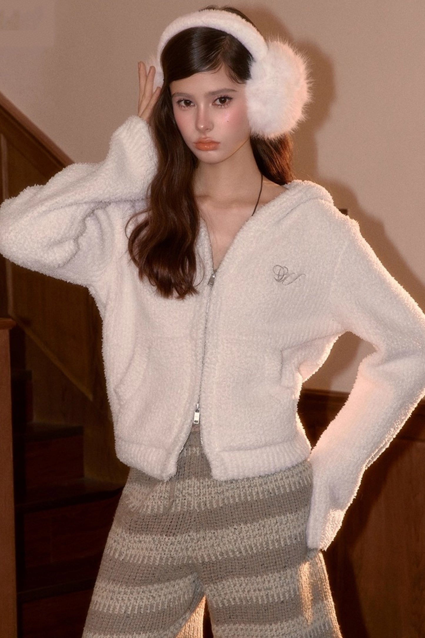 Youthful Fluffy Hooded Jacket