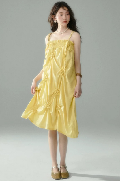 Marigold Pleated Flower Dress