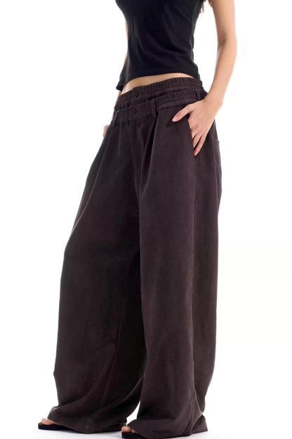 Double-Waist Pleated Pants