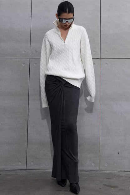 Three-Dimensional Cable Knit Sweater