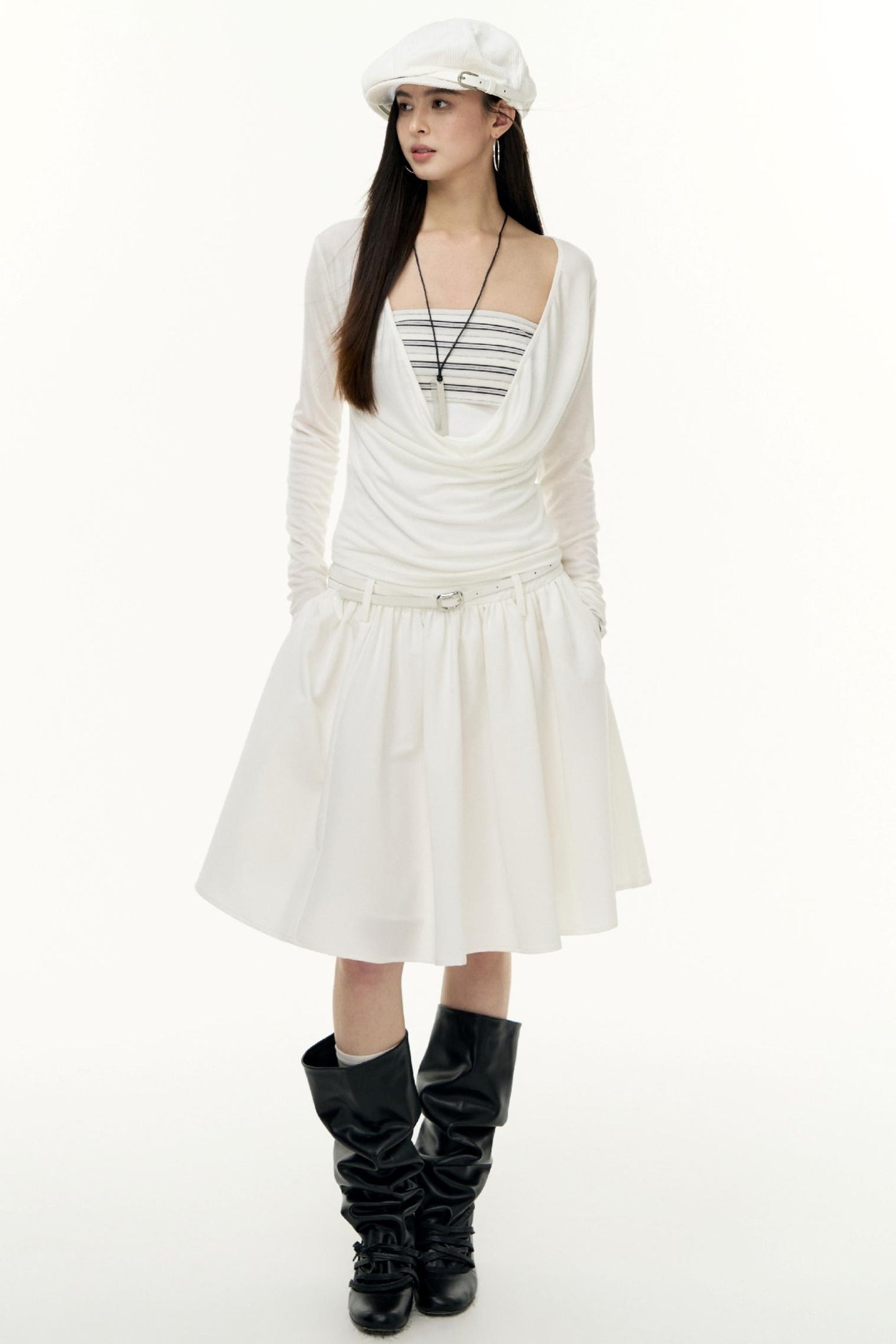 Fantasy Lyocell Collar Long-Sleeved T-Shirt