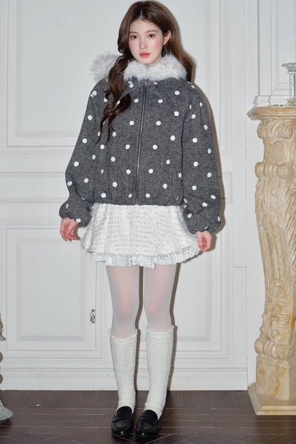 Gray Polka Dot Wool Jacket
