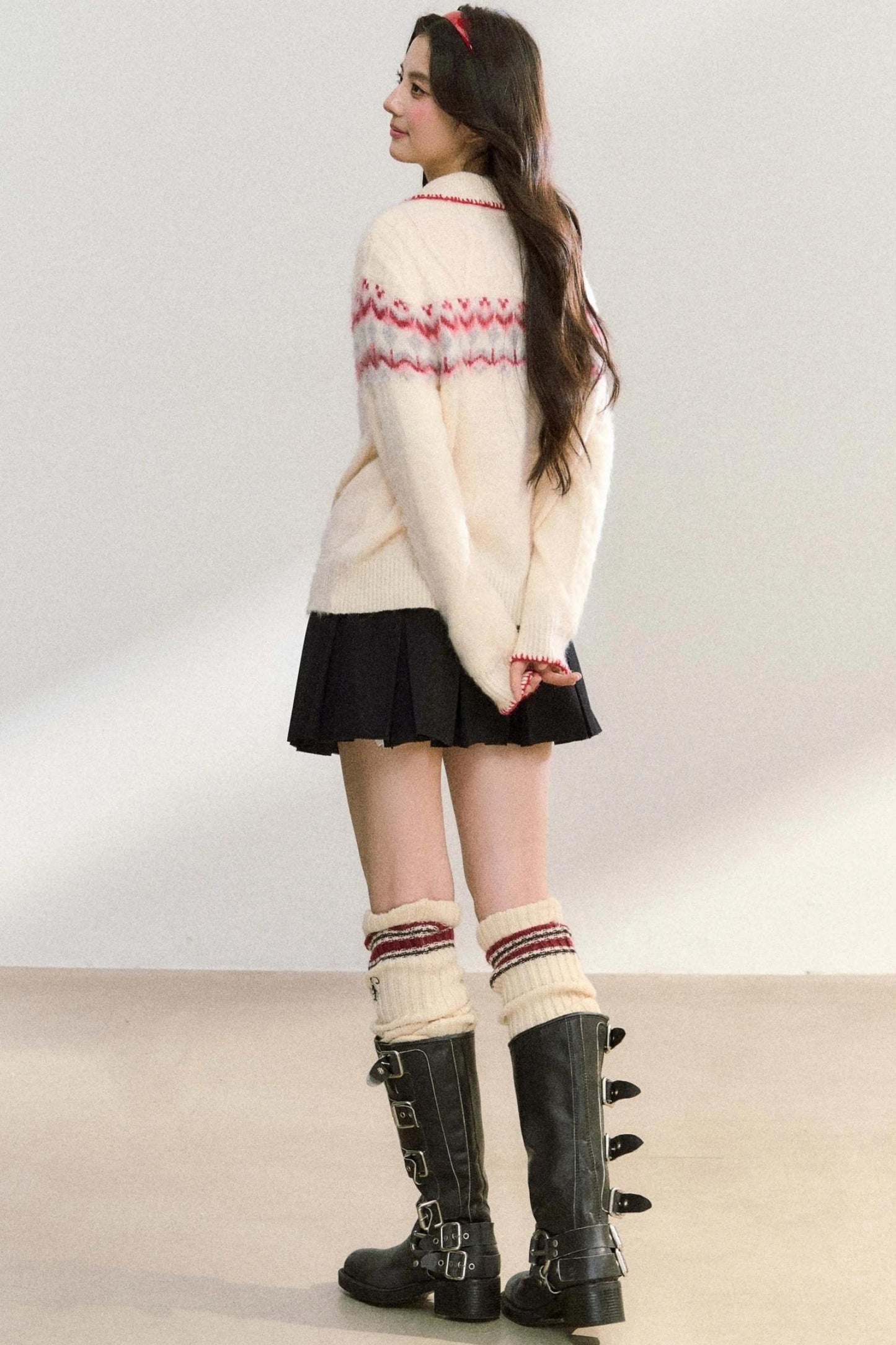 Lapel Twist Fair Knit Cardigan