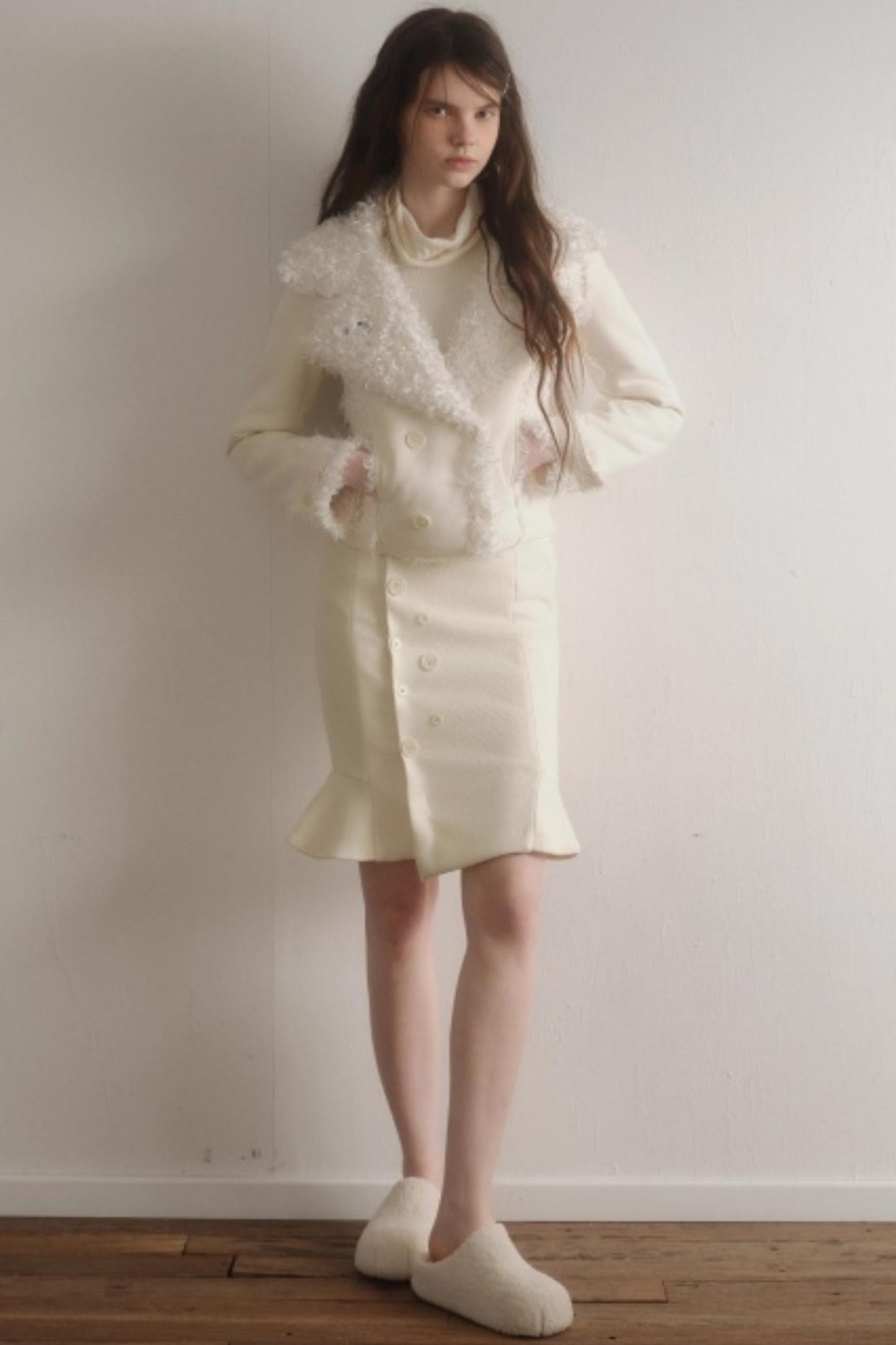 Suede Woolen Fishtail Suit Set-Up