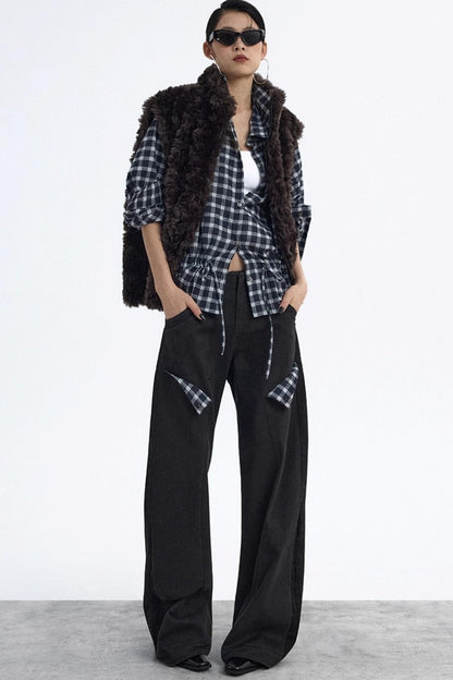 Deconstructed Matte Black Cargo Pants