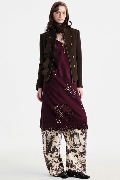 Two-Tone Lace Suede Dress