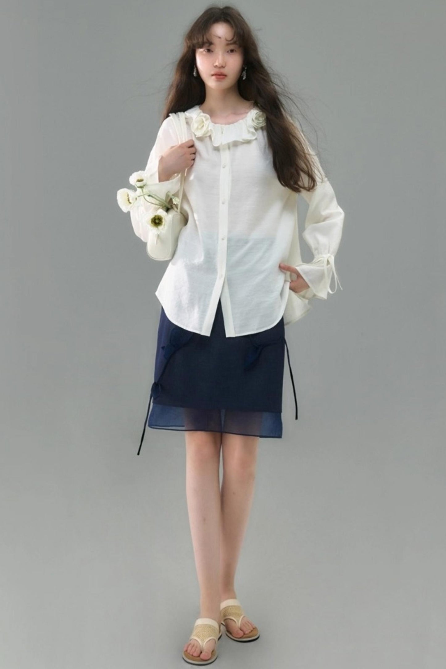 Denim Patchwork Organza Skirt