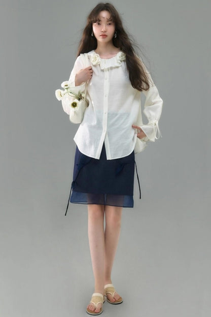 Denim Patchwork Organza Skirt