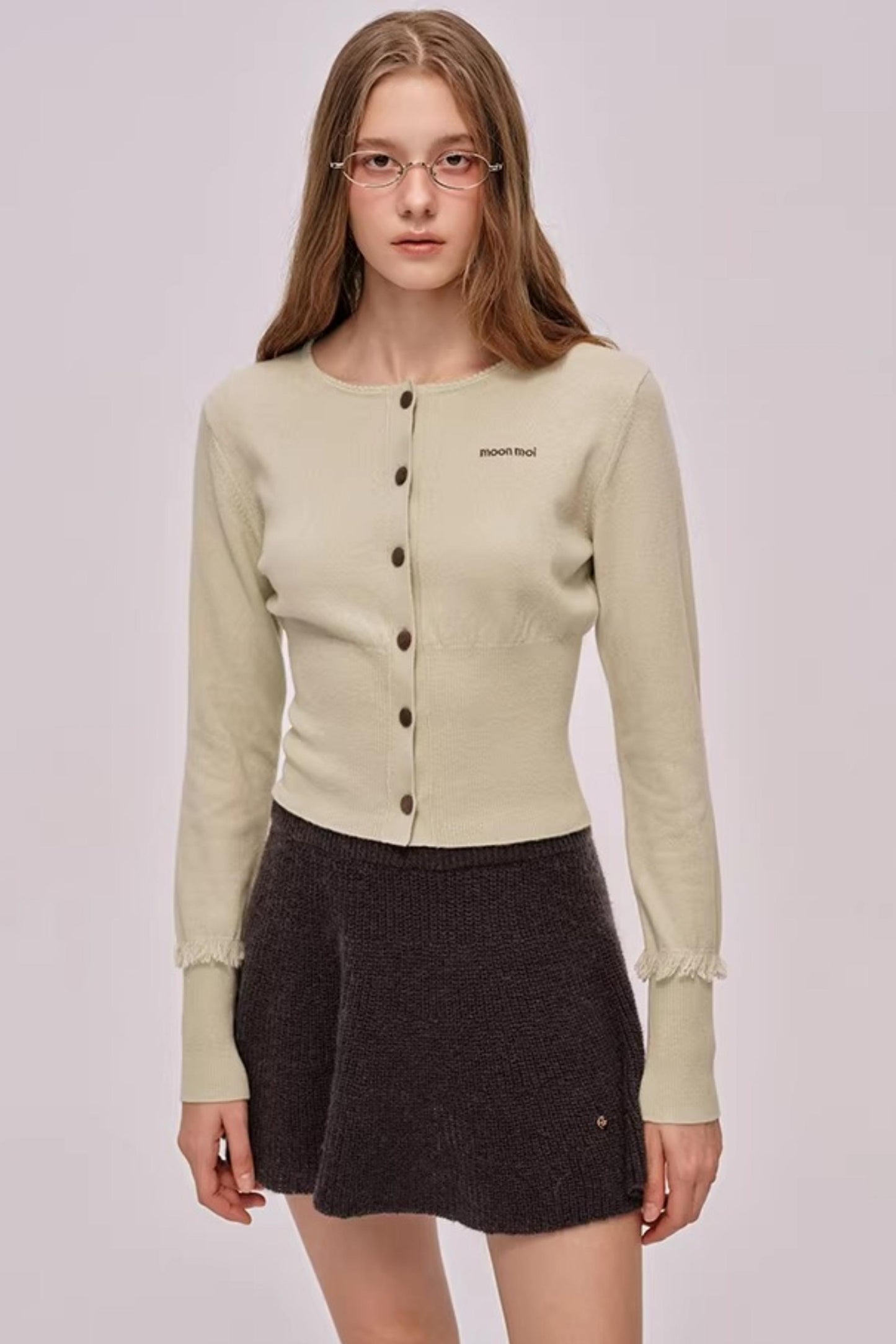 Embroidered Merino Wool Cardigan Top