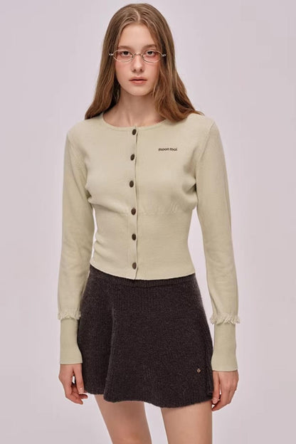 Embroidered Merino Wool Cardigan Top