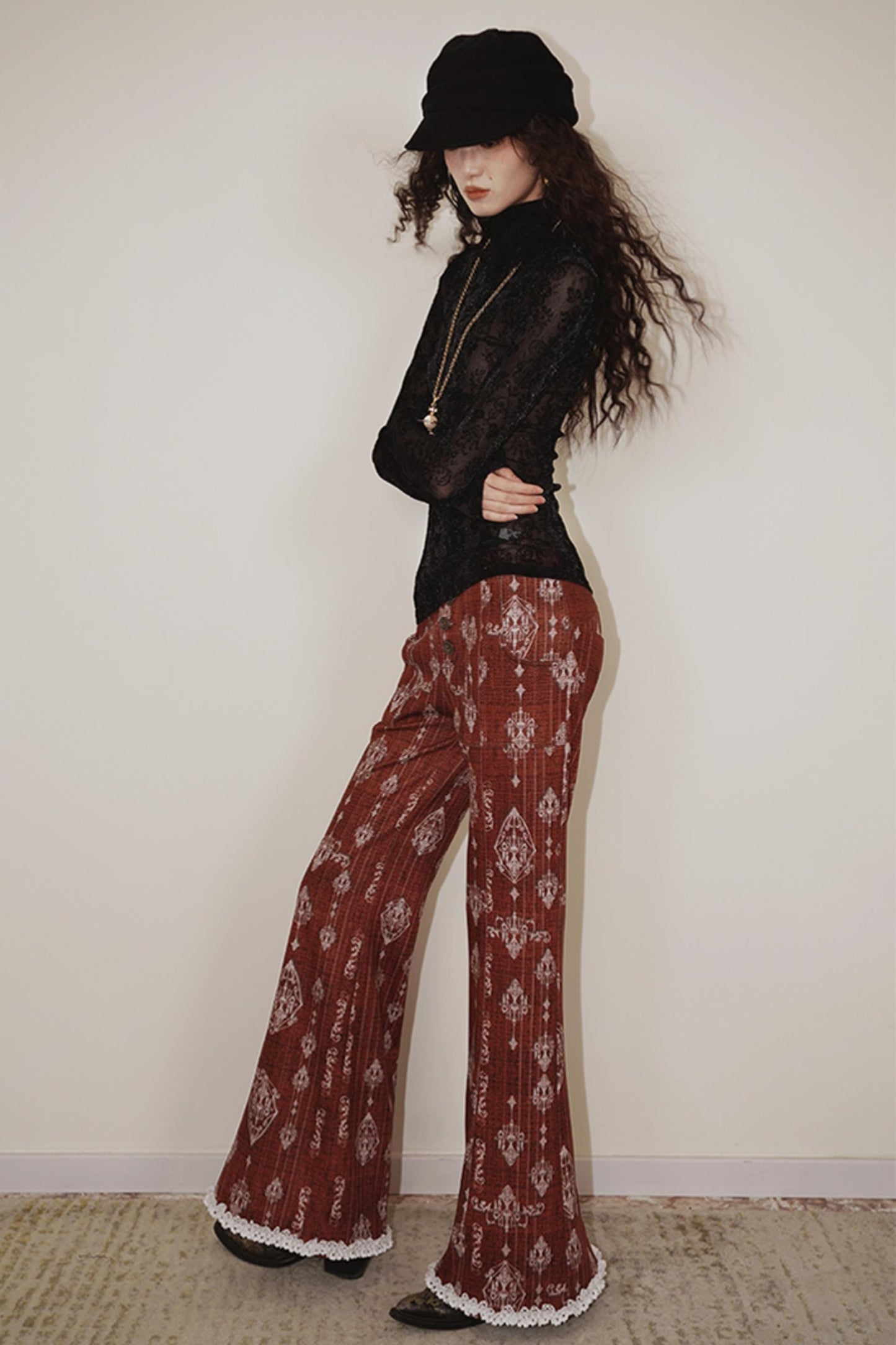 Western Lace Flare Pants