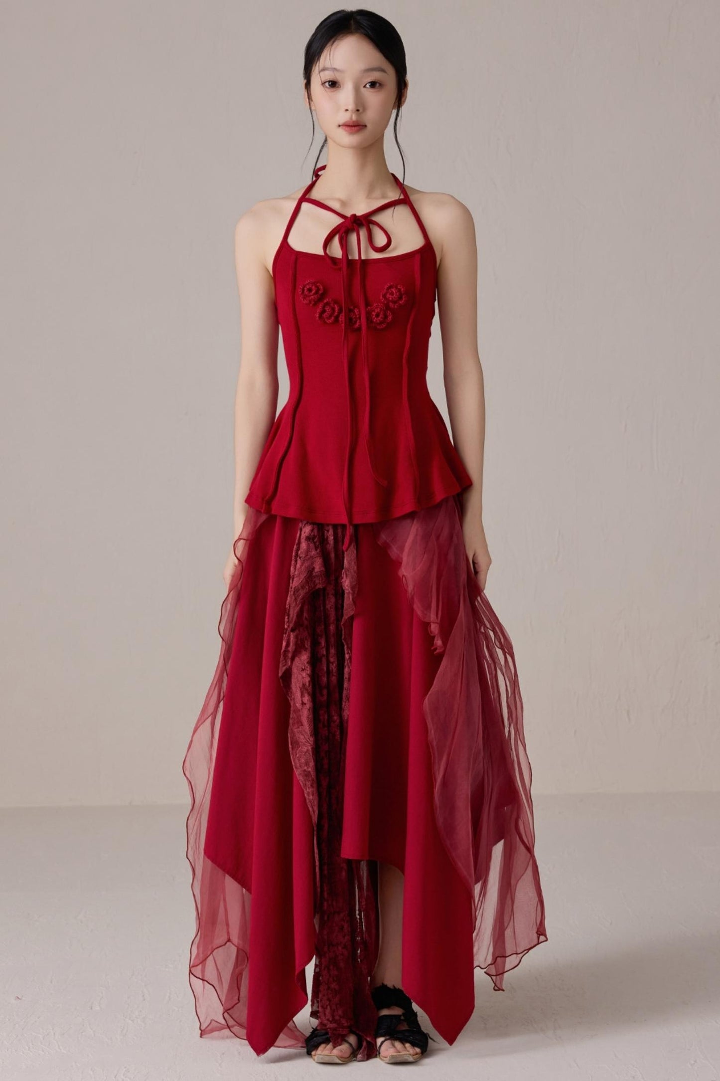 Pink Floral Knit Camisole