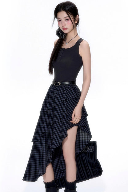 Summer Patchwork Asymmetrical Hem Dress