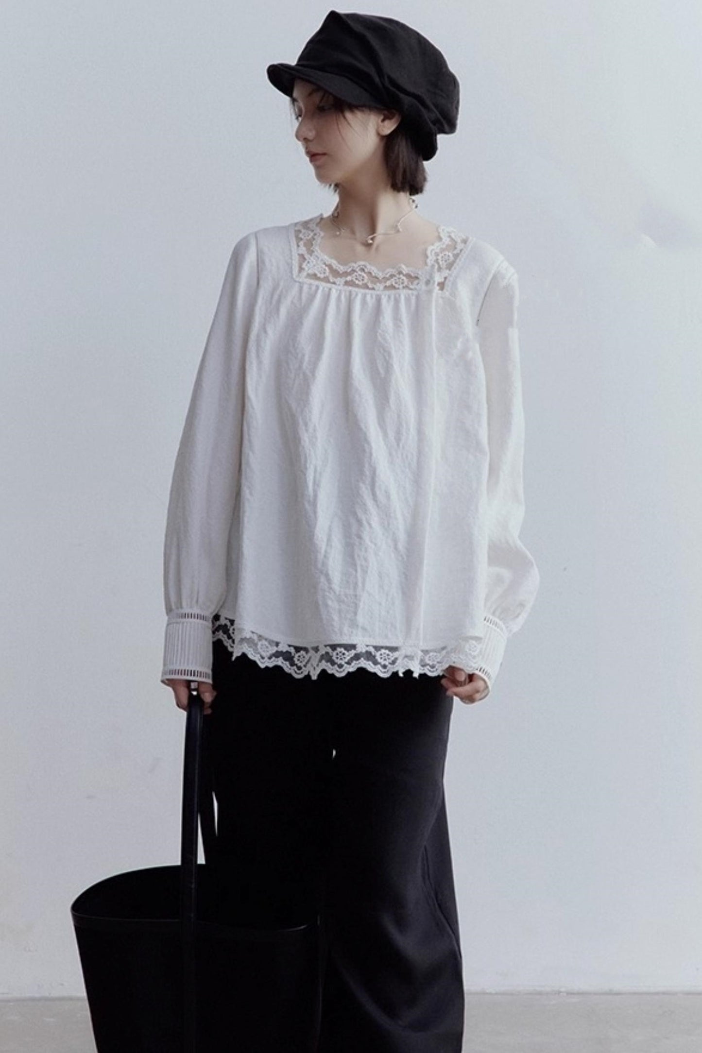 Lace Stitching Heavy Work Cuffs Shirt