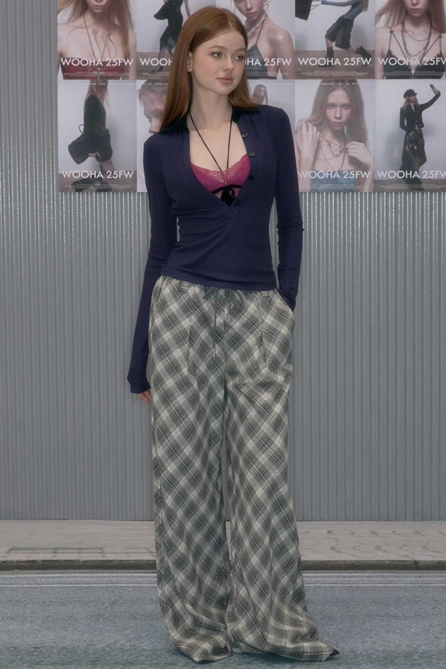 Vintage Plaid Straight Slacks