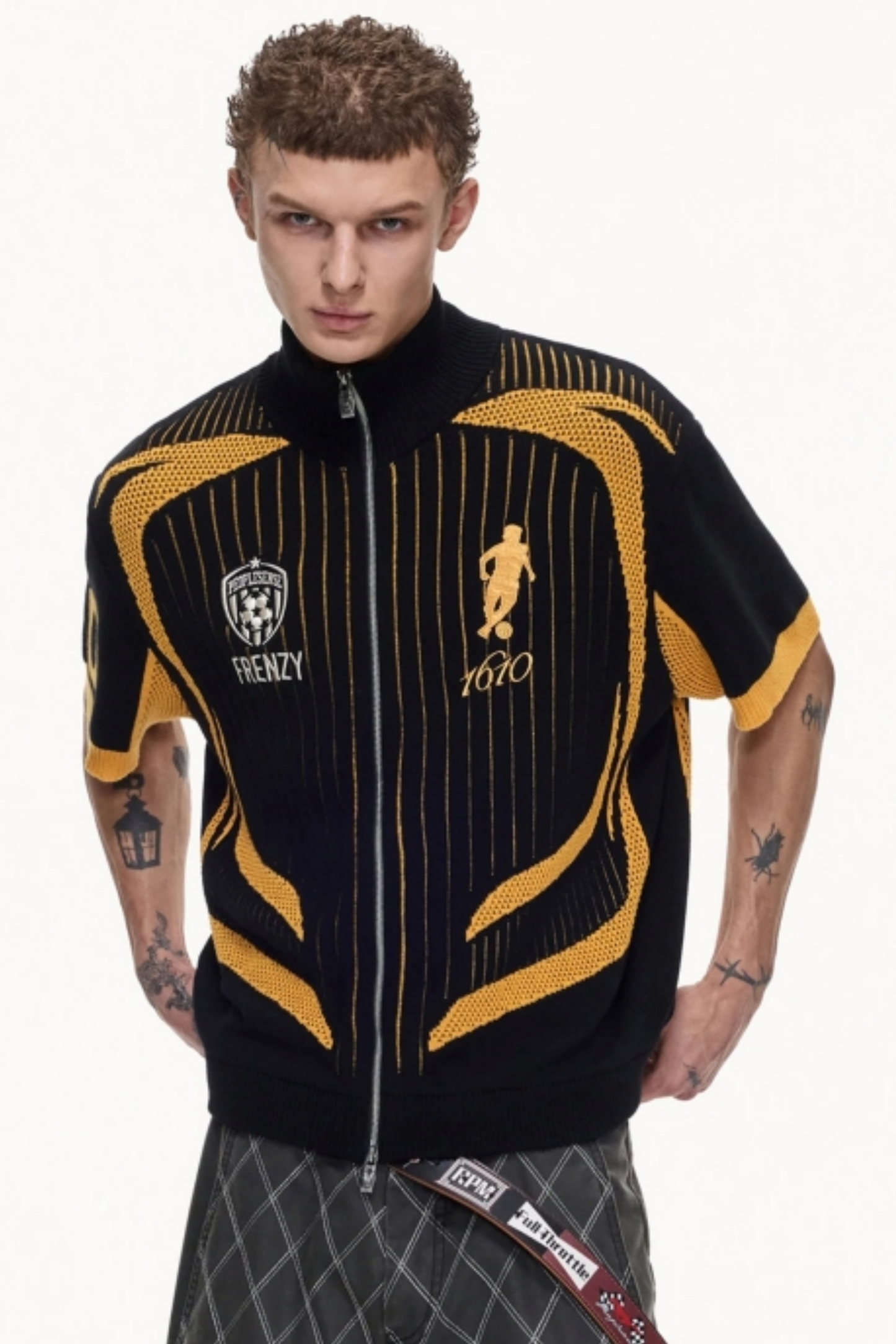 Yellow and Black Mesh Polo Shirt