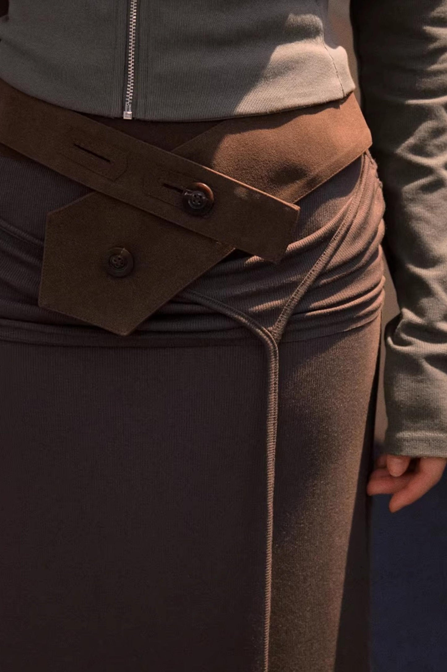 Faux Suede Knitted Skirt