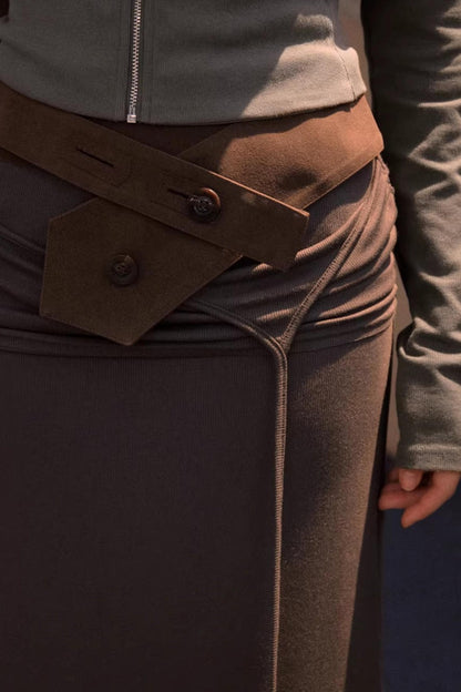 Faux Suede Knitted Skirt