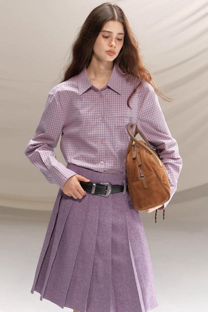 Bella Island Checkered Cotton Pocket Shirt