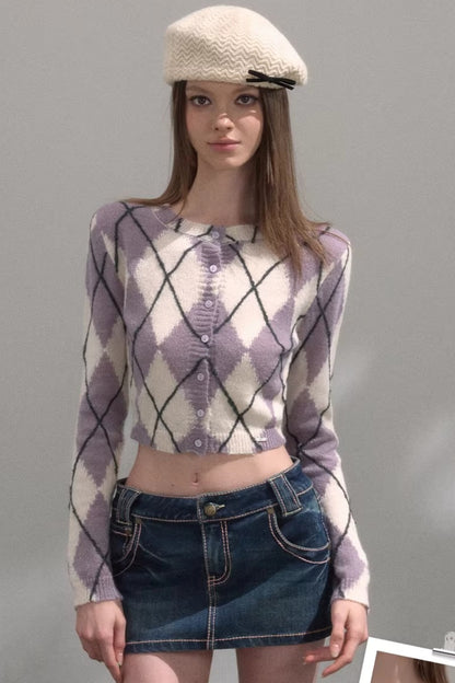 Retro Quilted Knit Sweater