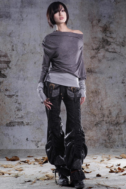 Original Irregular One-Shoulder Knitted Top