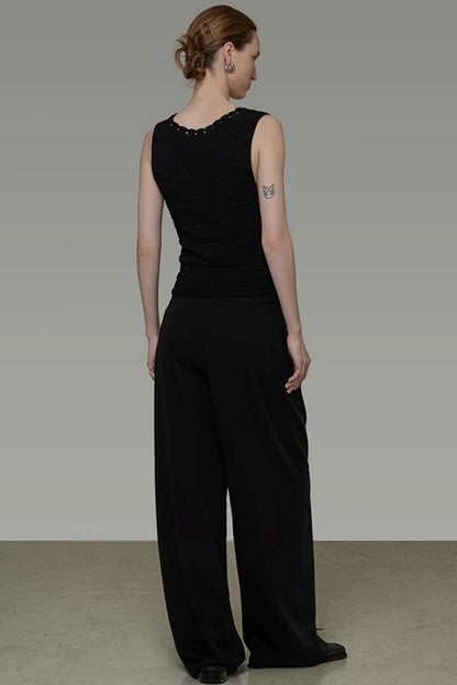 Black V-Neck Knit Top