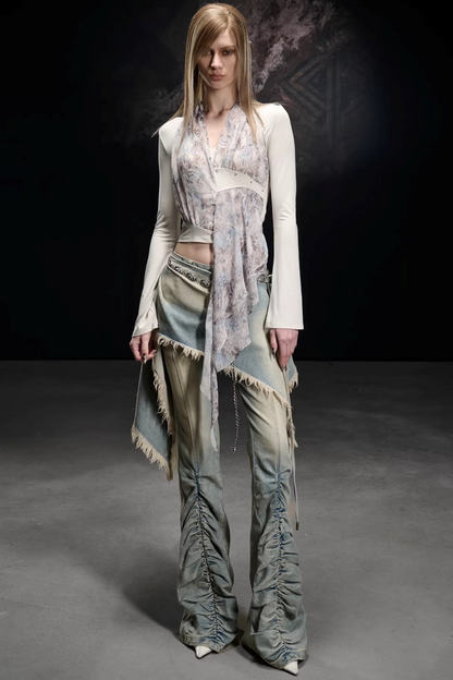 Knitted Chiffon Asymmetrical Top