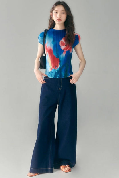 Goldfish Retro Pleated Top