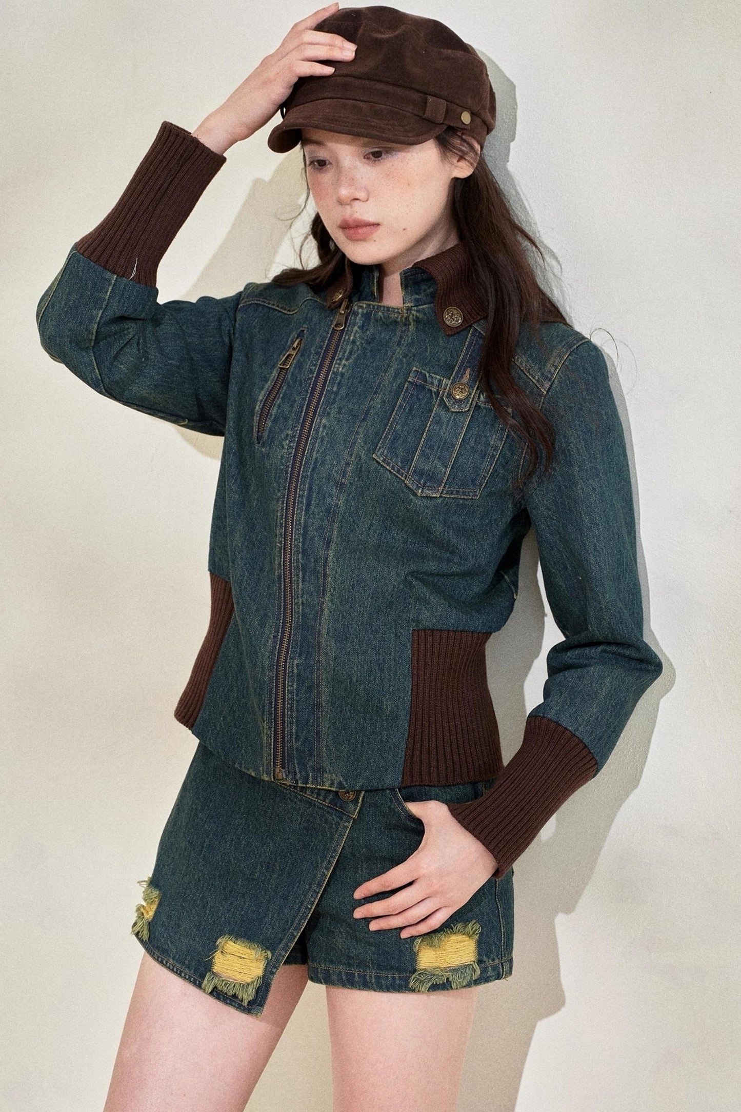 Vintage Denim Cropped Jacket Set-Up