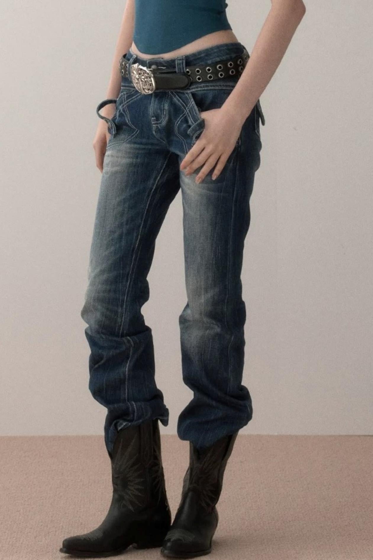 Topstitch Gradient Skinny Jeans