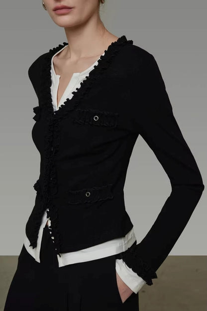Color-Blocked V-Neck Knit Sweater