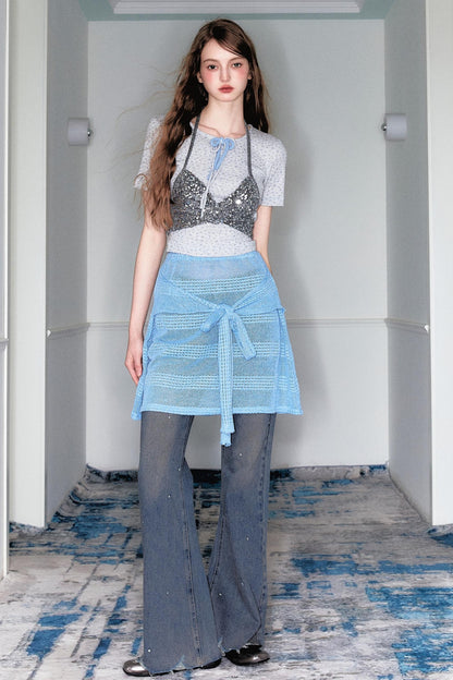 Gray Floral Two-Piece Set-Up