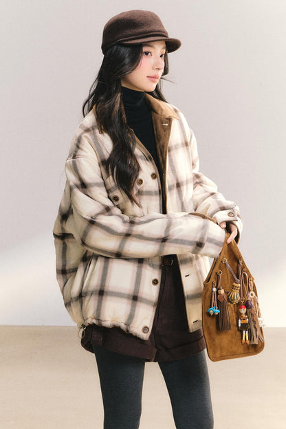 Reversible Suede Plaid Jacket