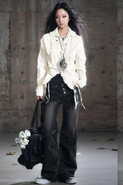 Patchwork Distressed Pants