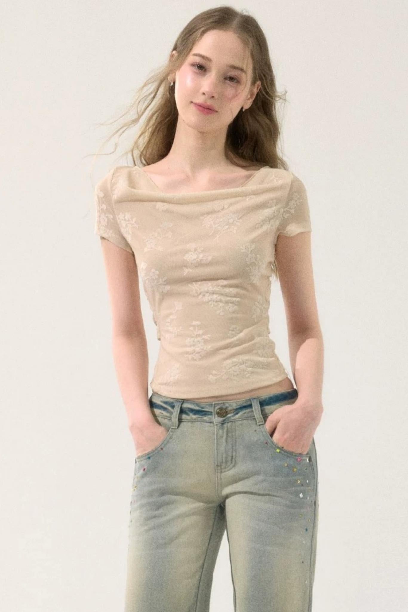 Romantic Velvet Floral Top