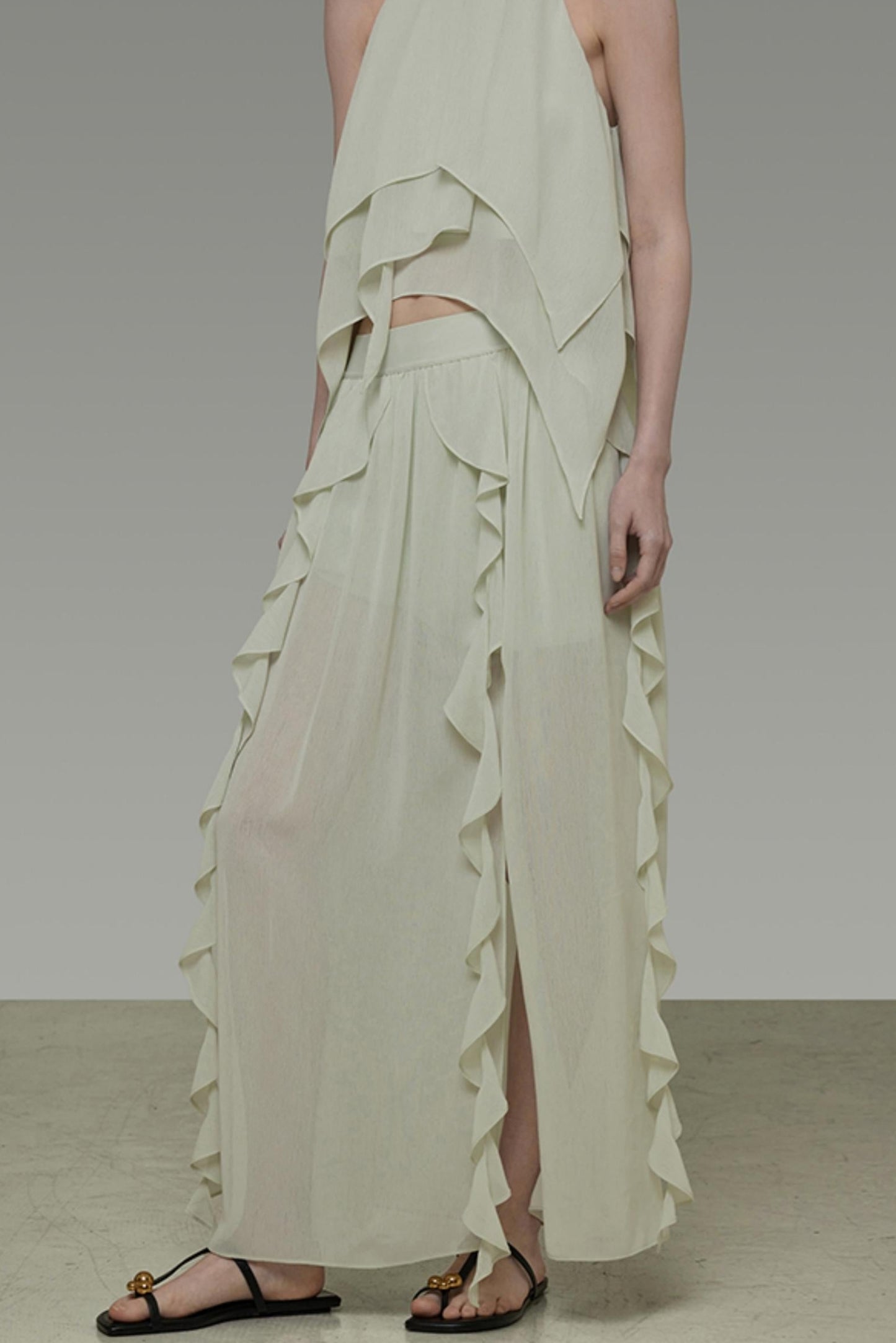 Flutter Belt Midi Skirt