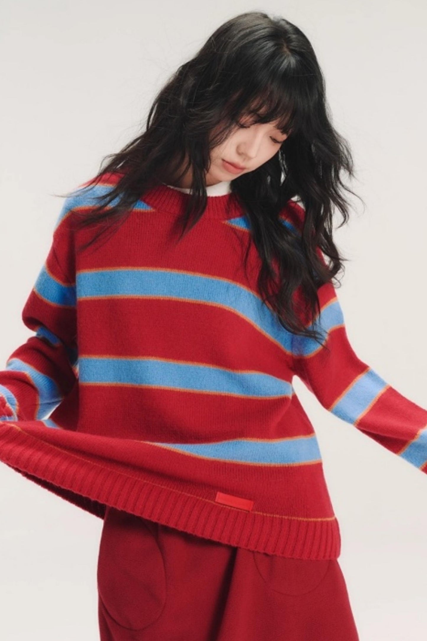 Color-Blocked Wool Striped Sweater