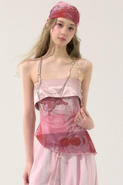 Irregular Hem Printed Tube Top
