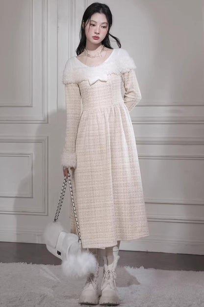 Vanilla Samt Tweed Kleid Set
