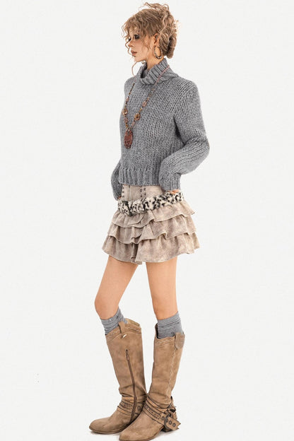 Romantic Chunky Knit Turtleneck Sweater