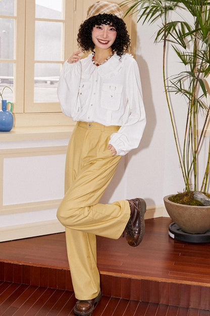 Simple Style Straight-Leg Pants