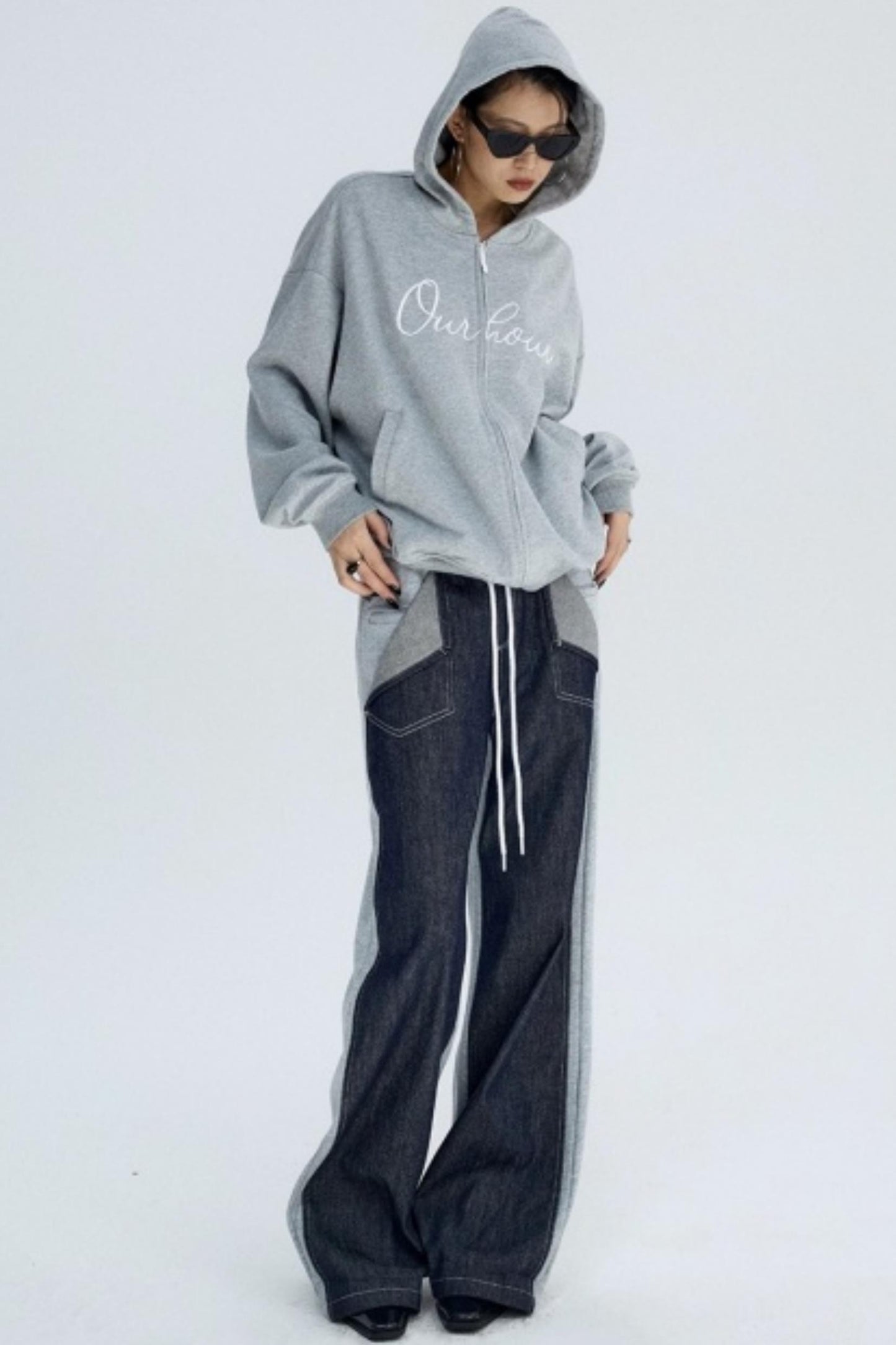 Color-Blocked Denim Sweatpants