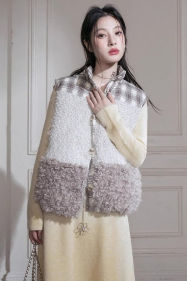 Plaid Lambswool Down Vest