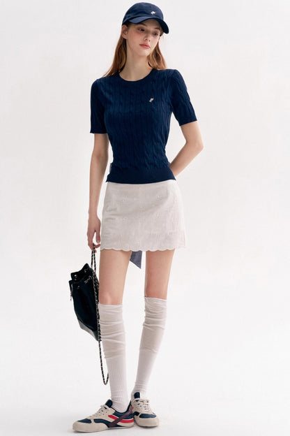 Tenniscore Cable Knit Short Sleeves