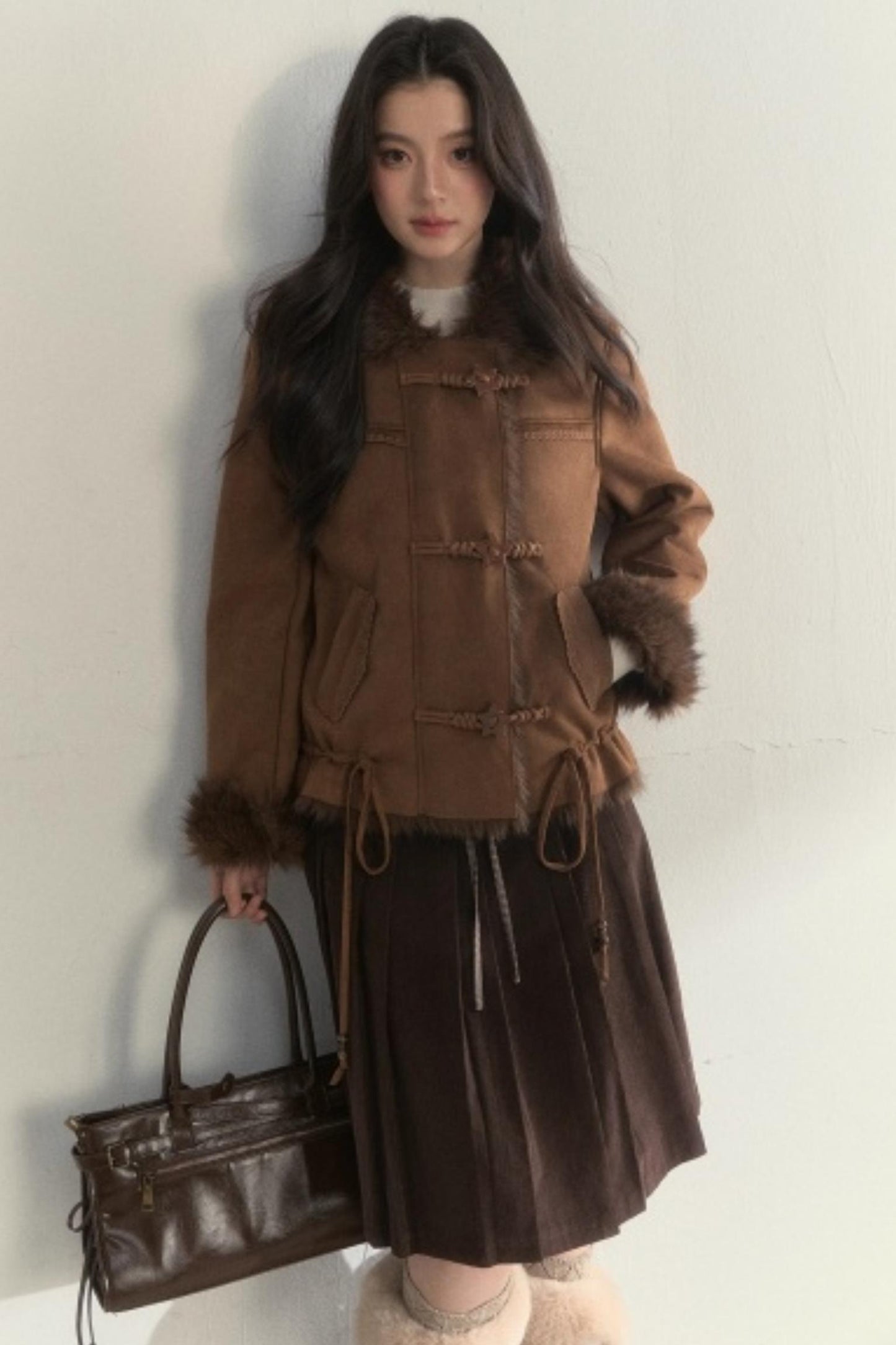 Retro Brown Suede Embroidered Jacket